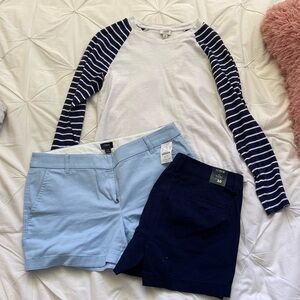 Women’s J.Crew Chinos Shorts and Striped Long Sleeve
